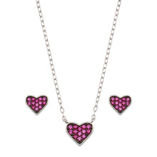 Load image into Gallery viewer, Sterling Silver Rhodium Plated Red Heart Cluster Set