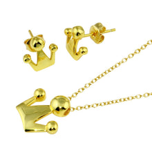 Load image into Gallery viewer, Sterling Silver Gold Plated Crown Set Necklace