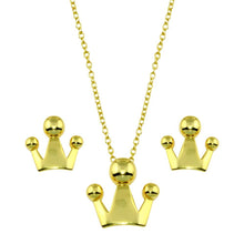 Load image into Gallery viewer, Sterling Silver Gold Plated Crown Set Necklace