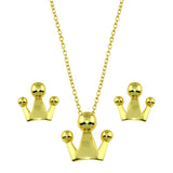 Sterling Silver Gold Plated Crown Set Necklace