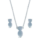 Sterling Silver Rhodium Plated Cat Set