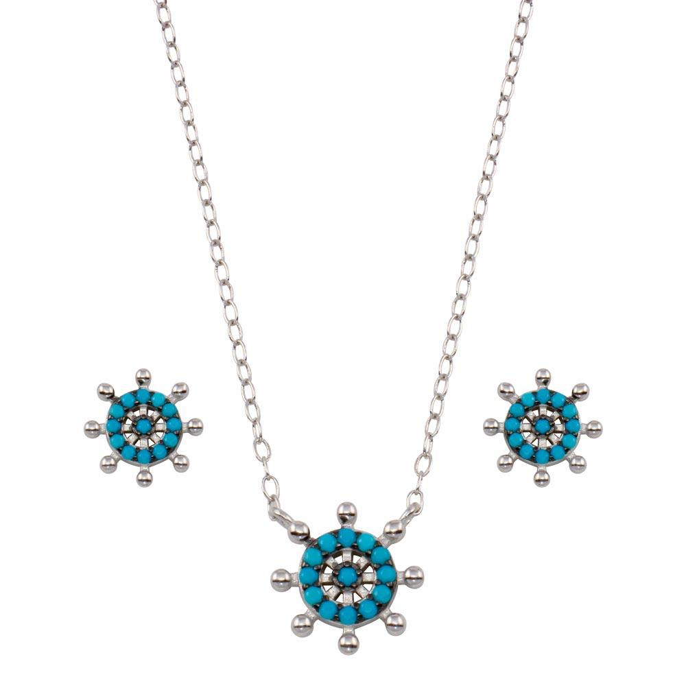 Sterling Silver Rhodium Plated Turquoise Galver Sets