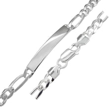 Load image into Gallery viewer, Sterling Silver Flat Italian Figaro 180-7.6mm ID Bracelet with Lobster Clasp Closure, Width 8mm