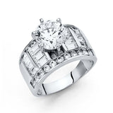 14K White Gold 10mm Clear CZ Engagement Ring