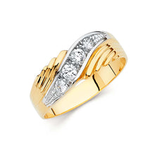 Load image into Gallery viewer, 14K Two Tone 7mm CZ Wedding Trio Mens Band Sets