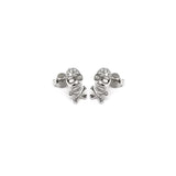 Sterling Silver Rhodium Plated Skull CZ Stud Earrings