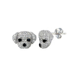 Sterling Silver Gold Plated CZ Puppy Stud Earrings