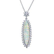 Load image into Gallery viewer, Sterling Silver Rhodium Plated Teardrop Synthetic Opal CZ Necklace - silverdepot