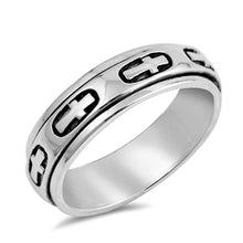 Load image into Gallery viewer, Sterling Silver Spinner Cross Shaped Plain RingsAnd Band Width 9mm