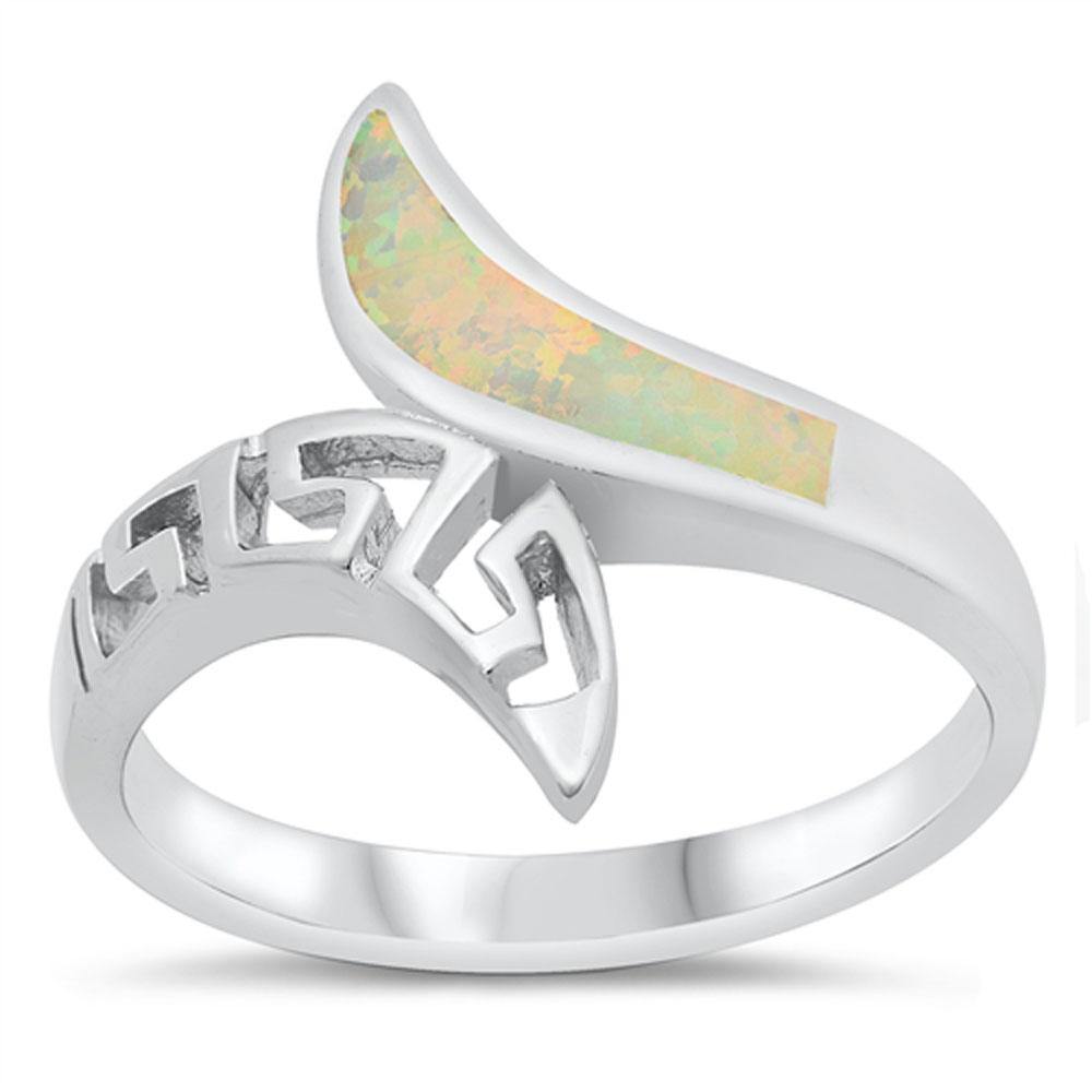 Sterling Silver Rhodium Plated Blue Lab Opal Ring