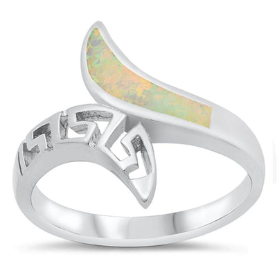 Sterling Silver Rhodium Plated Blue Lab Opal Ring - silverdepot