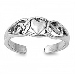 Sterling Silver Fancy Celtic Knot Design Toe Ring with Centered HeartAnd Face Hieght 6 MM