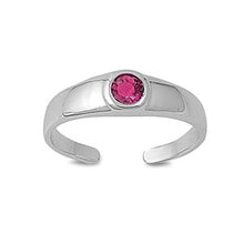 Load image into Gallery viewer, Sterling Silver Classy Toe Ring with Centered Red Ruby CZ And Face Height of 5 MM