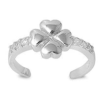 Load image into Gallery viewer, Sterling Silver Stylish Four Leaf Clover Toe RingAnd Width 7 MM