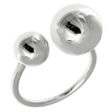 Sterling Silver 2 Ball Adjustable Size Ring with Ring Length of 12MM