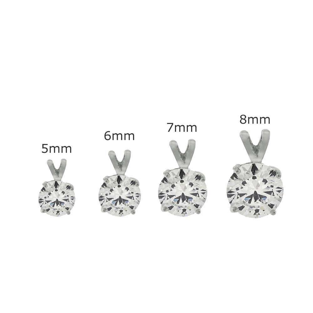 Sterling Silver Round Cubic Zirconia Pendant - silverdepot
