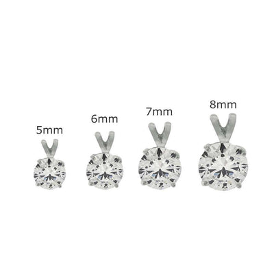 Sterling Silver Round Cubic Zirconia Pendant - silverdepot