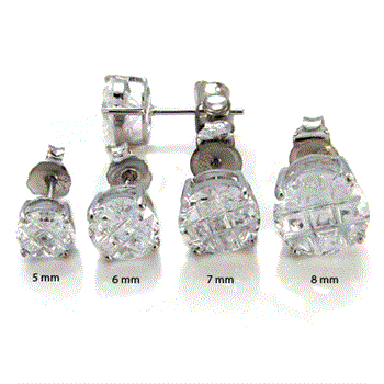 Sterling Silver Round Invisible Casting Stud Earrings